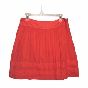 Ann Taylor LOFT Orange Pleated Circle A-Line Skirt